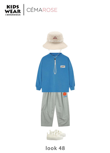 儿童薄荷绿棉长裤