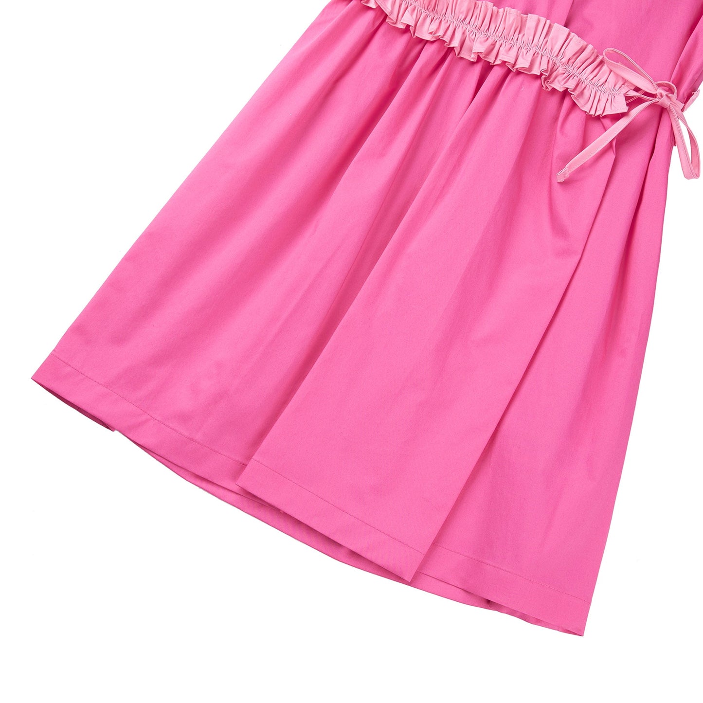 女童亮粉色棉连衣裙