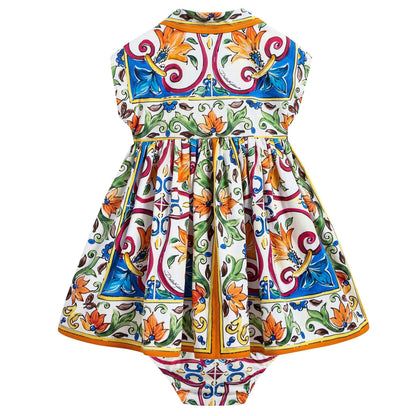 Baby Girls Collar Printing Dress