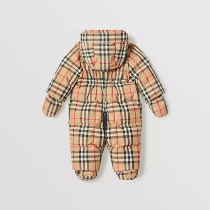 Babys Beige Stripe Snowsuit