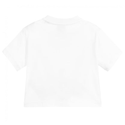 Baby Girls White Logo Cotton T-Shirt
