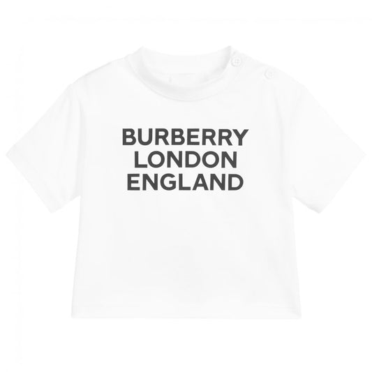 Baby Girls White Logo Cotton T-Shirt