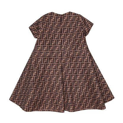 女童棕色FF Logo连衣裙