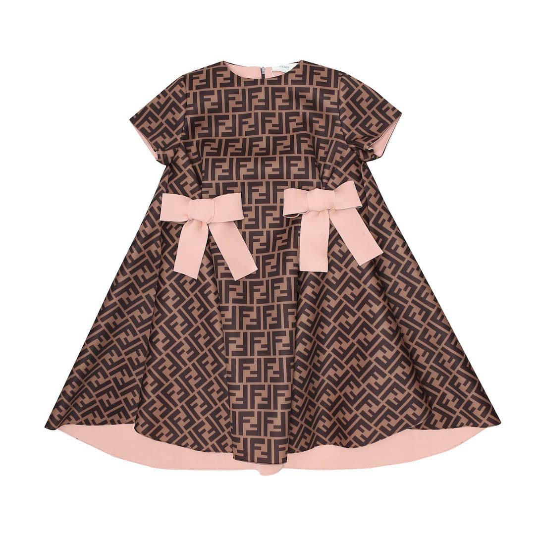 女童棕色FF Logo连衣裙