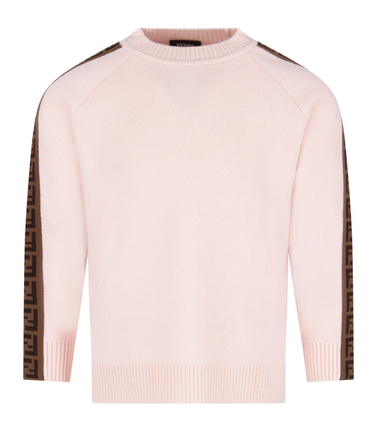 Girls Light Pink FF Virgin Wool Jumper