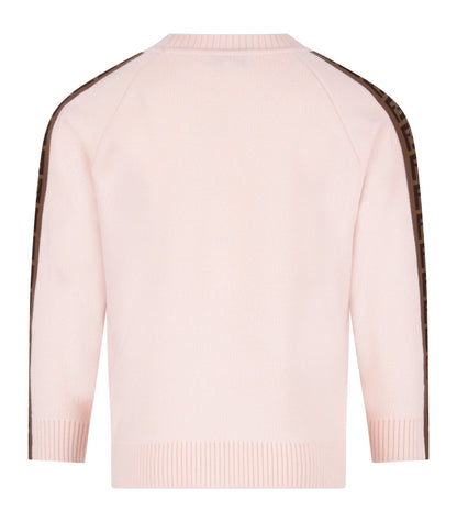 Girls Light Pink FF Virgin Wool Jumper