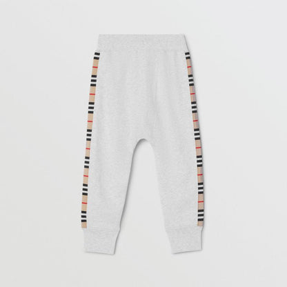 Girls White Melange Cotton Trousers