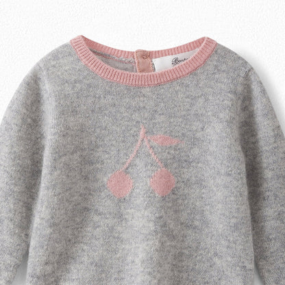 Baby Girls Grey Cherry Cashmere Jumper