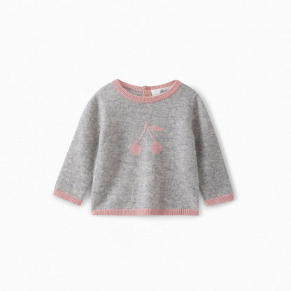 Baby Girls Grey Cherry Cashmere Jumper