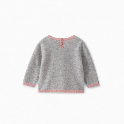 Baby Girls Grey Cherry Cashmere Jumper