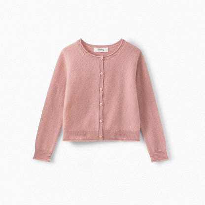 Girls Medium Pink Cashmere Cardigan