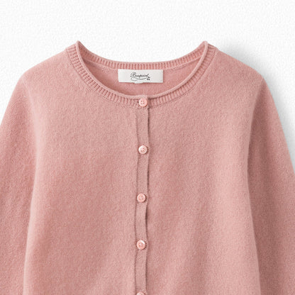 Girls Medium Pink Cashmere Cardigan