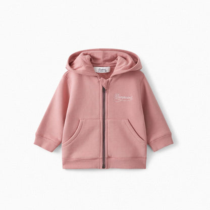 Baby Girls Dusky Pink Cotton Hoodie