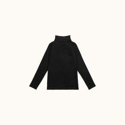Girls Black Cotton Turtleneck