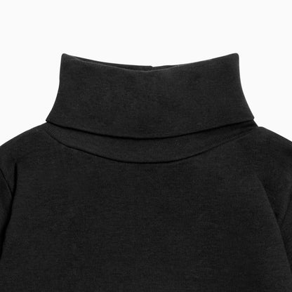 Girls Black Cotton Turtleneck