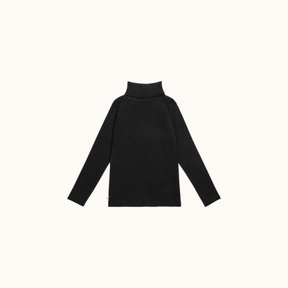 Girls Black Cotton Turtleneck