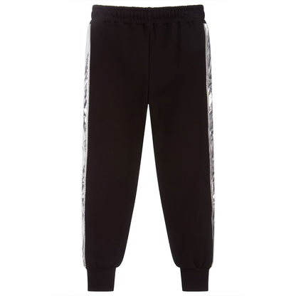 Girls Black Cotton Sweatpants