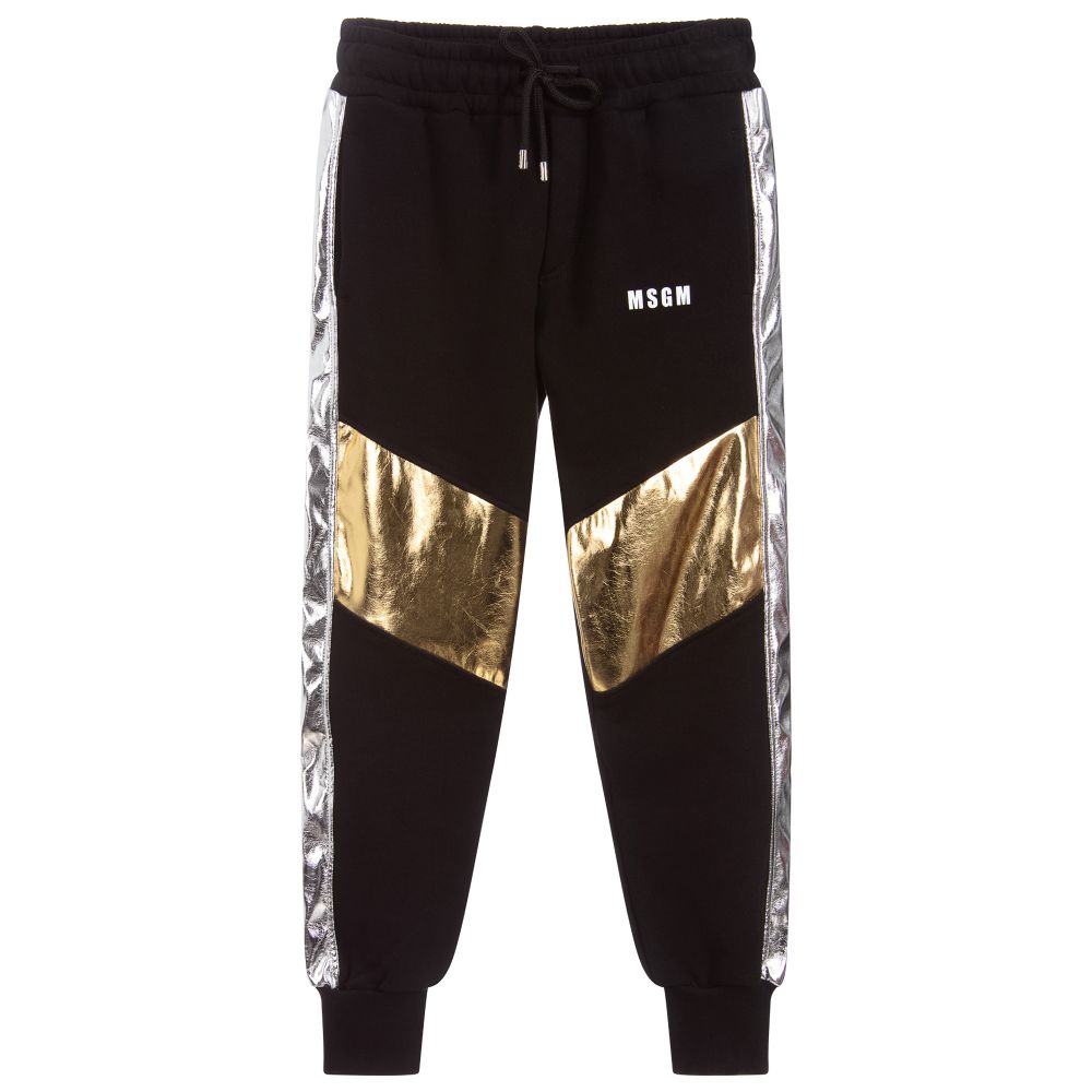 Girls Black Cotton Sweatpants
