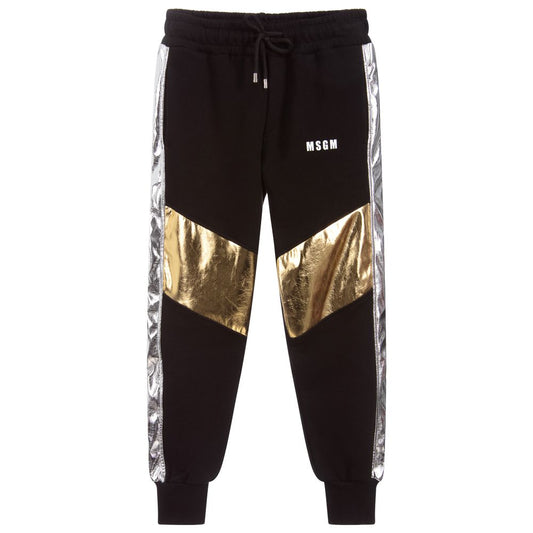 Girls Black Cotton Sweatpants