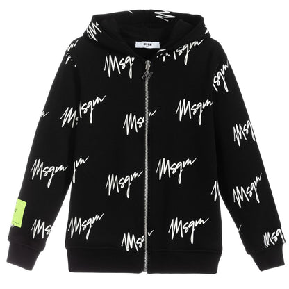 Boys Black Zip Cotton Sweashirt