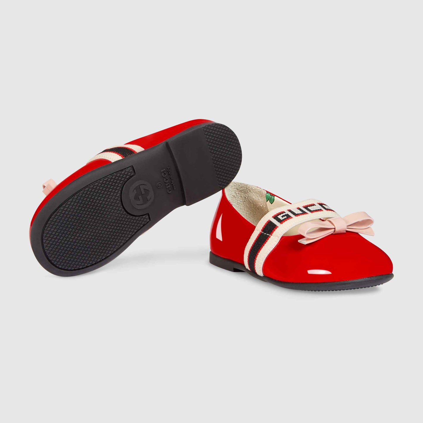 Girls Red Calf Skin Ballet Flats