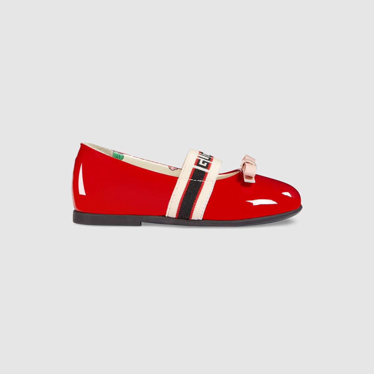 Girls Red Calf Skin Ballet Flats