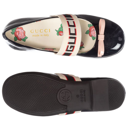 Girls Navy Calf Skin Ballet Flats