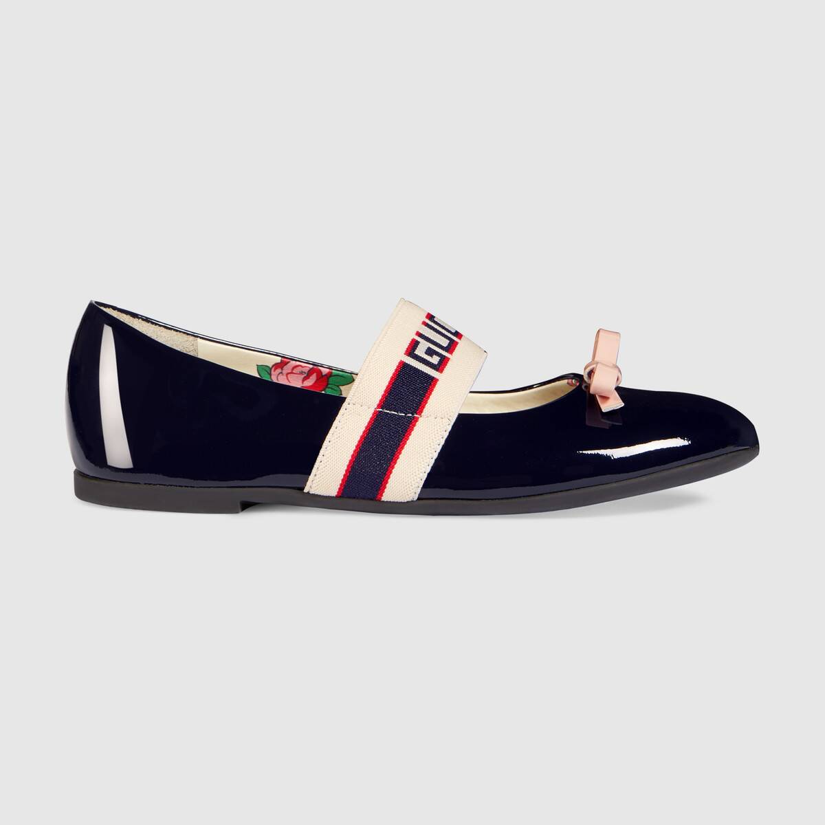 Girls Navy Calf Skin Ballet Flats