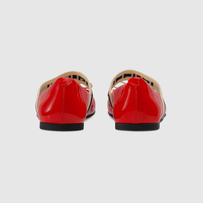 Girls Red Patent Leather Calf Skin Ballet Flats