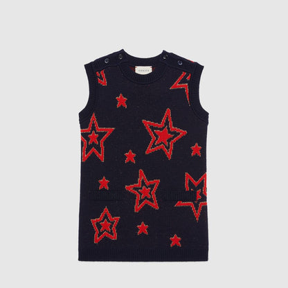 Girls Oltremare Stars Wool Sweater