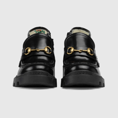Girls Black Calf Skin Booties