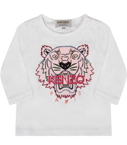 Baby Girls Optic White Cotton T-Shirt