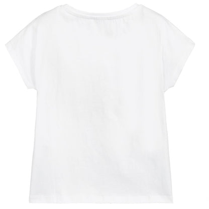 Girls Optic White Tiger Cotton T-Shirt
