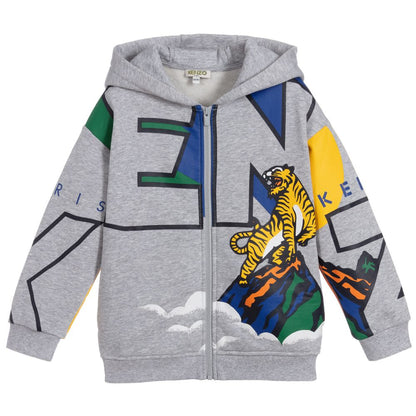 Boys Grey Logo Print Hoodie