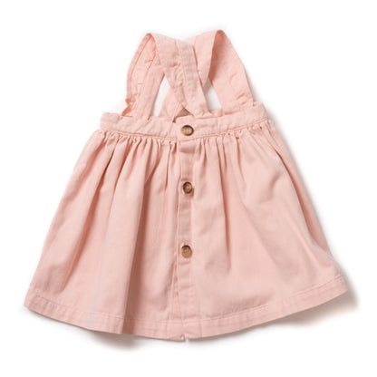 Baby Girls Pink Velvet Bretelle Cotton Skirt