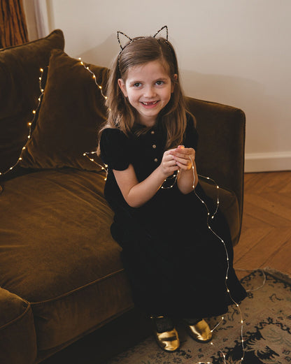 Girls Blue Velours Velours Lisse Dress