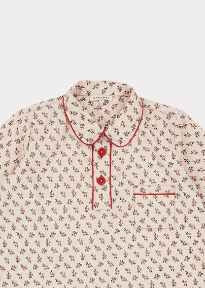 Girls Pink Floral Cotton Shirt