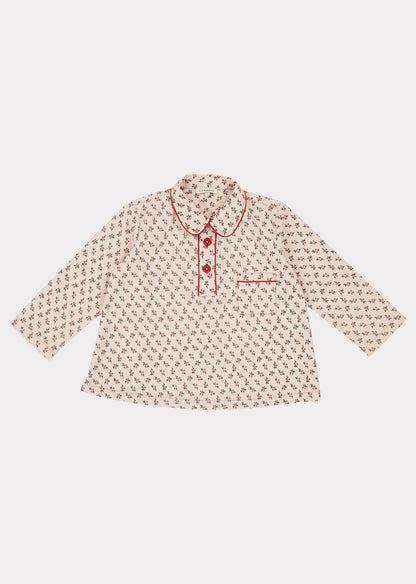 Girls Pink Floral Cotton Shirt