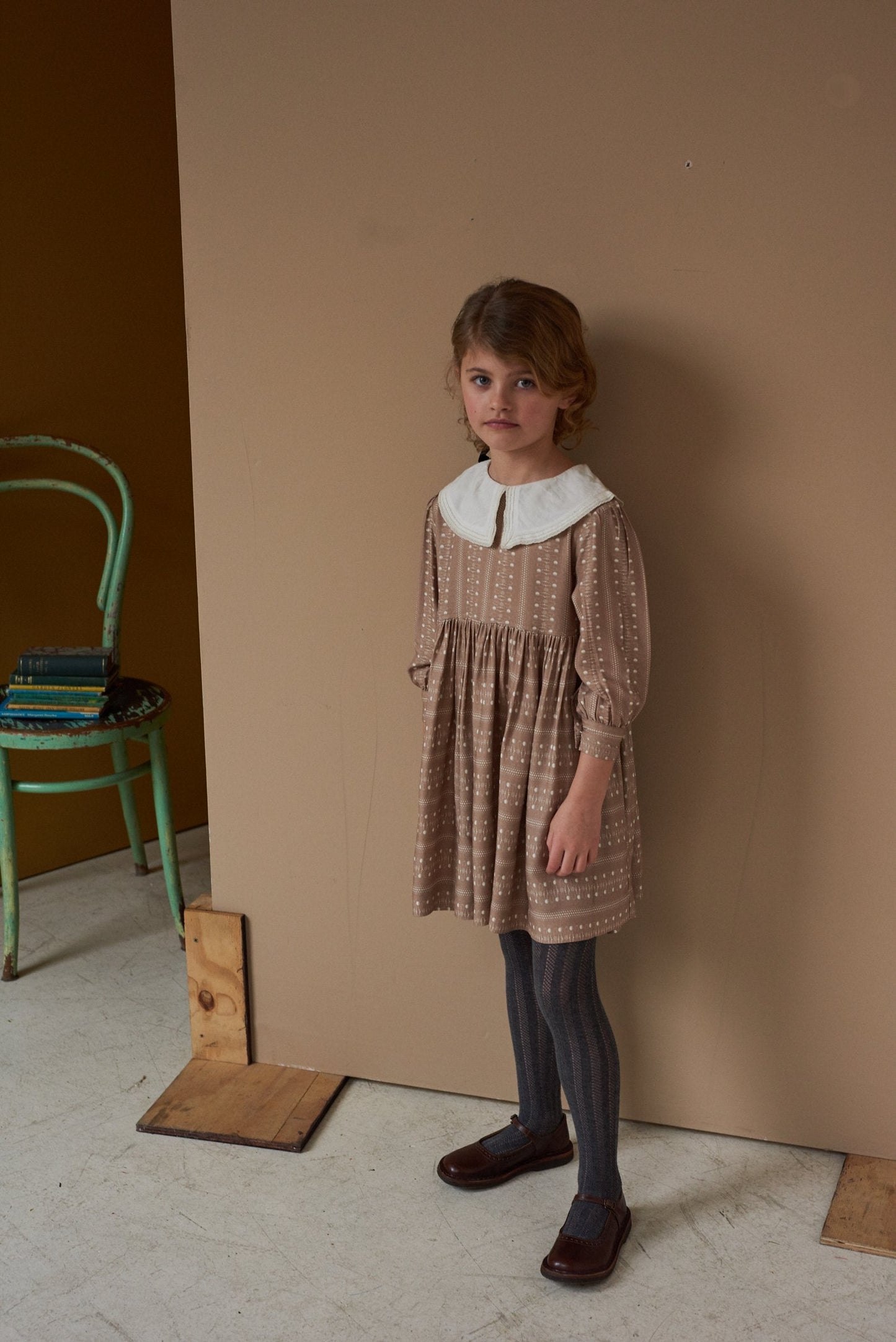 Girls Chestnut Dotty Buzzard Dress