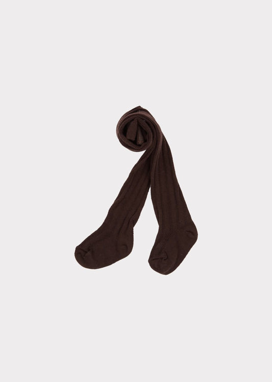 Girls Dark Brown Pointelle Tights