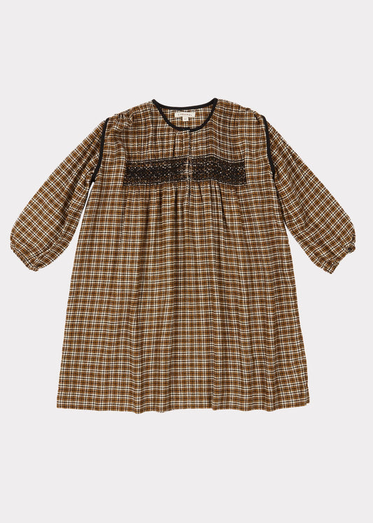 Girls Yellow Check Dress