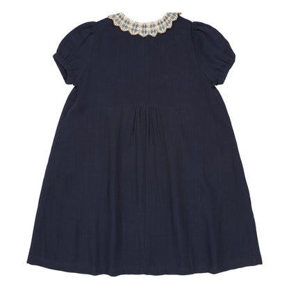 Girls Dark Navy Cotton Dress