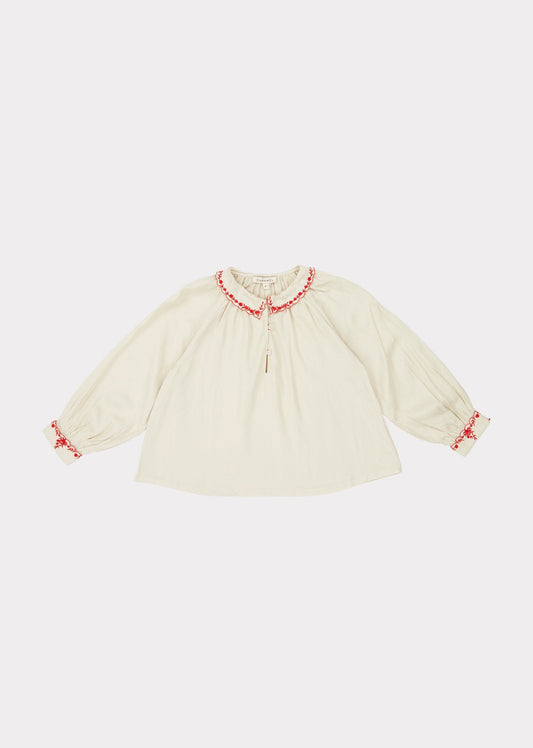 Girls White Embroidered Top