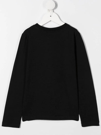 Girls Black Logo Cotton Top