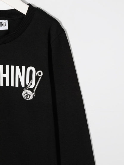 Girls Black Logo Cotton Top