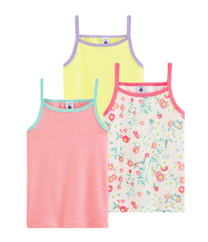 Girls Multicolor Cotton Vest (3 Pack)