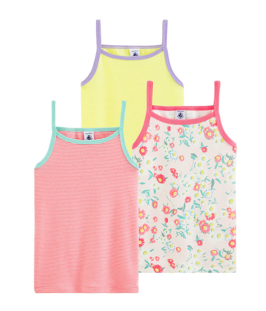 Girls Multicolor Cotton Vest (3 Pack)