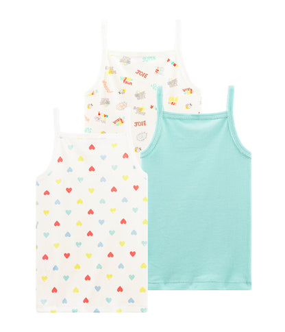 Girls Multicolor Cotton Vest (3 Pack)