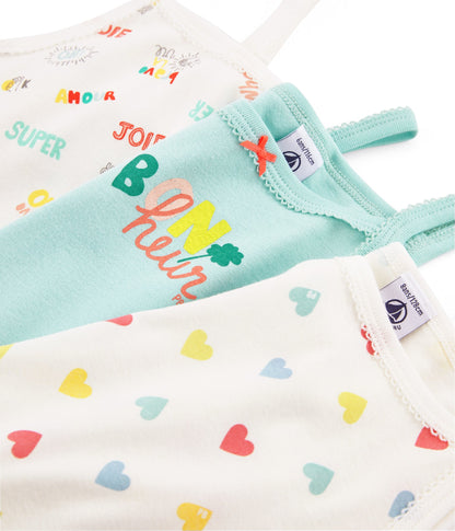 Girls Multicolor Cotton Vest (3 Pack)