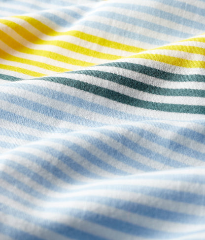 男婴蓝色条纹棉连体衣